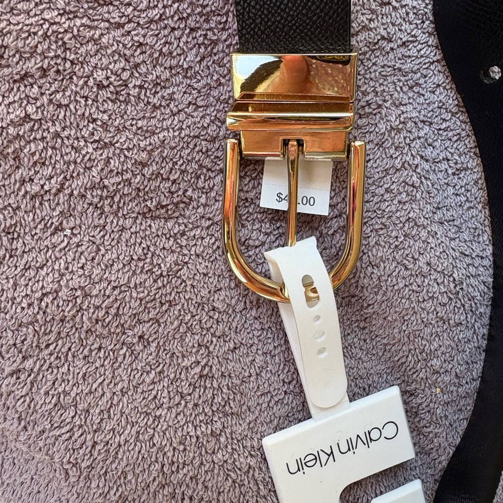 Calvin Klein Black Belt with Gold Buckle